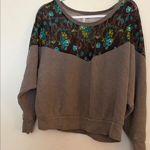 Free People Brown and Floral Sweatshirt